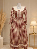 Mehroom ginghum lace dress